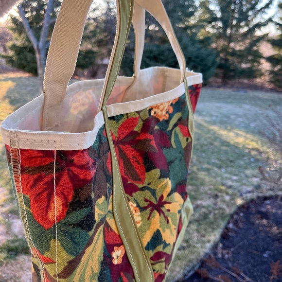 Vintage 90s LLbean boat and tote foliage floral leaves made in USA purse bag - Picture 8 of 15